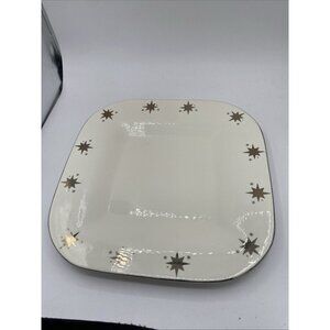 Bath & Body Works 1999 Holiday Edition Plate White with Gold Atomic Stars